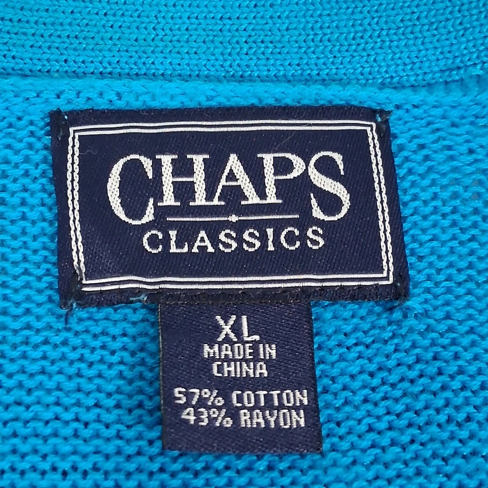 Cárdigan suéter Chaps para mujer XL algodón/rayón azul azulado manga 3/4 botón único Foto 4 de 4