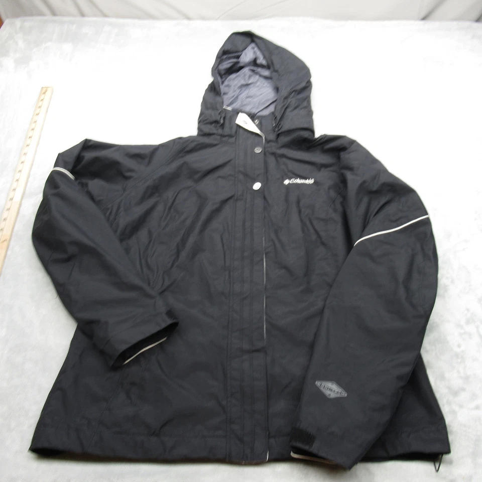Chaqueta Columbia Mujer XL Negra Intercambio Impermeable Con Capucha 3 en 1 Shell Lluvia Foto 2 de 4