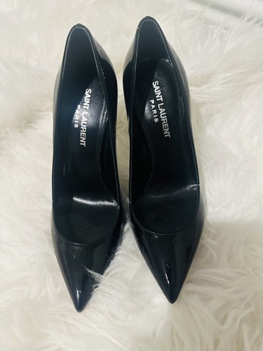 YSL Saint Laurent Opyum Pumps Black Patent Leather Heels Size EU 34.5