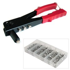 HEAVY DUTY HAND RIVETER 4 HEAD NOZZLE POP RIVET GUN PLUS 395 ASSORTED RIVETS