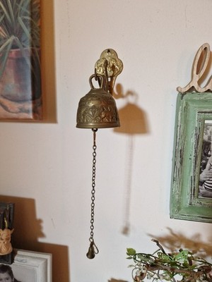 Antique Brass Bell 4 Evangelists Wall Bell Relief Vintage
