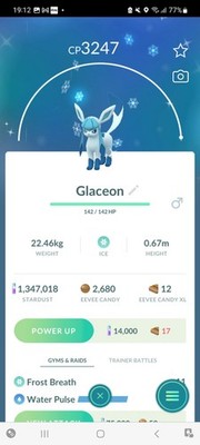 Pokemon Go Shiny Glaceon ( High CP )