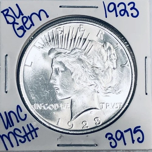 1923 BU UNCIRCULATED SILVER PEACE DOLLAR AUTHENTIC U.S. MINT FREE SHIPPING 3975