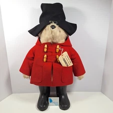 Vintage 1972 Gabrielle Paddington Bear Red Coat Black Hat Wellies Ticket & Tag