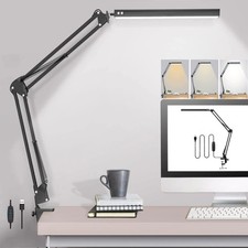 LED Desk Lamp Adjustable Swing Arm Lamp with Clamp Eye-Caring Reading Desk Light