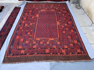 Huge Ghalmori Kilim Rug 9x12 Handmade Wool Flatweave Tribal Large Area Carpet