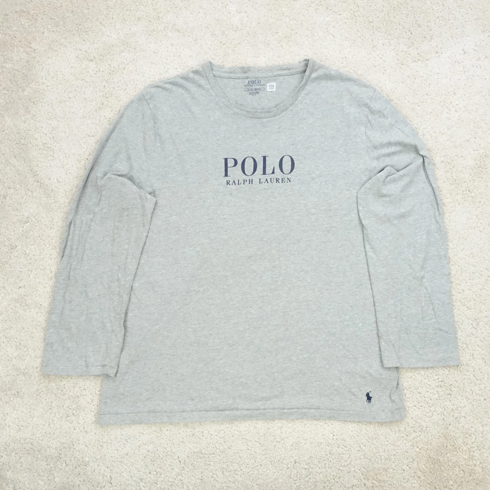 Polo Ralph Lauren Shirt Mens Extra Large Grey Spellout Logo Cotton Preppy Casual