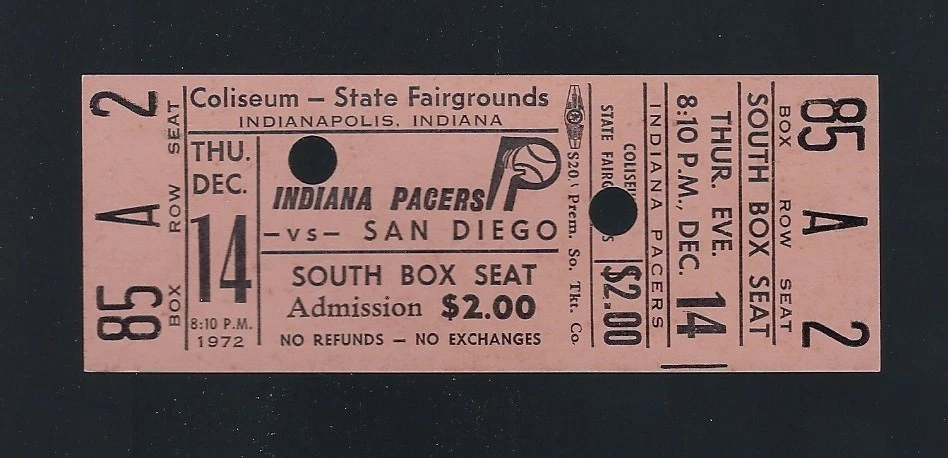 Basketball Indiana Pacers Vintage Sports Ticket Stubs for sale | eBay