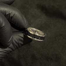 David Yurman Sterling Silver 2 Row Black Diamond Streamline Band Ring SZ 7