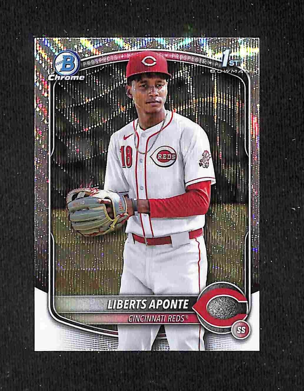 2025 Bowman Chrome - Liberts Aponte /100 1st Bowman Wave Refractor #BCP-174 Reds