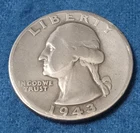 1943  Washington Silver Quarter   90% Silver