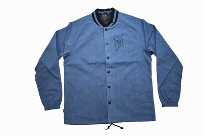 Primitive x Rick And Morty Mens Indigo Blue Denim Varsity Jacket NWT Medium