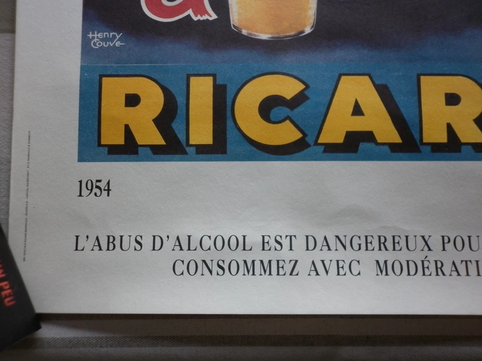 AFFICHE PUBLICITAIRE RICARD 1954 conforme à l'original 40 X 60 numérotée - Photo 2/4