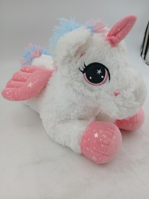 Caravan Softoys Plush Unicorn Pegasus White Pink Rainbow Mane Stuffed Toy