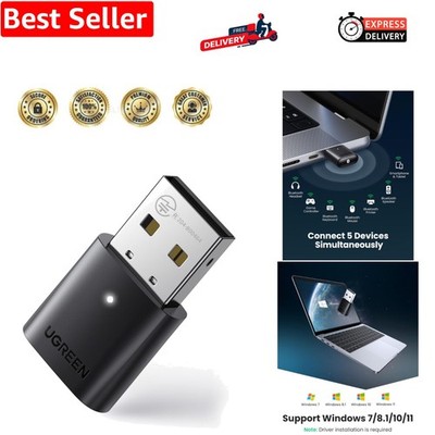 Bluetooth 5.0 Adapter PC, USB Dongle für PC Windows 11/10/8.1, EDR & BLE Modus...