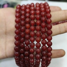 Red Carnelian Beaded Necklace: 8mm AAA Gemstone, Sterling Silver