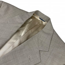VTG Polo Ralph Lauren Men  s 100 Wool 2-Button Blazer Beige Houndstooth   40R