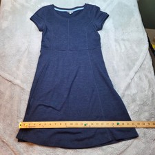 Talbots Knit Dress Womens P Navy Blue Short Sleeve A-Line Scoop Neck Heathered