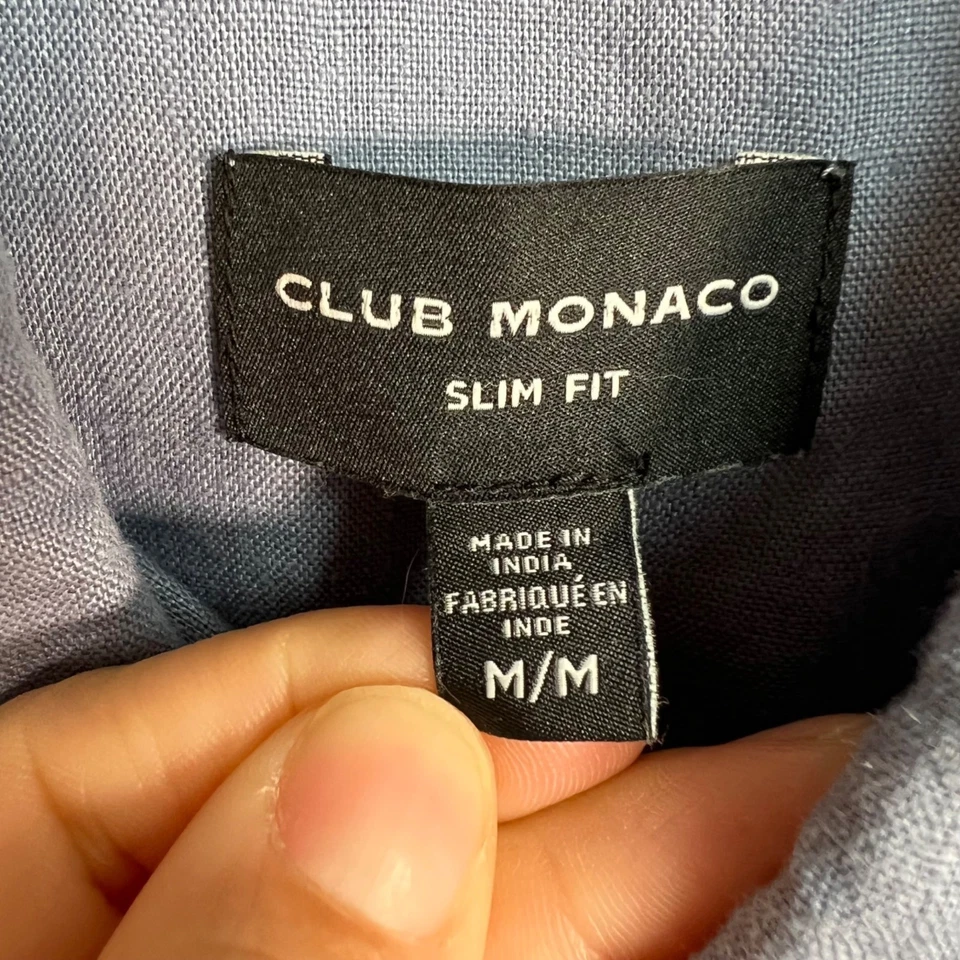 Club Monaco Mens Size Medium Slim Fit Blue Button-Down Shirt - Image 3 of 4