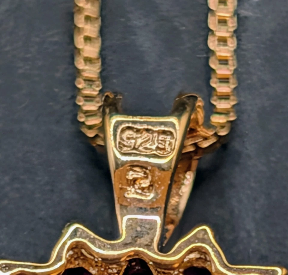 Gold Over Sterling Silver 925 Ross Simons Ruby Heart Pendant Necklace Chain - Image 3 of 4