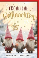 Weihnachten GrußKarte Mit Umschlag Drei Wichtel Im Schnee