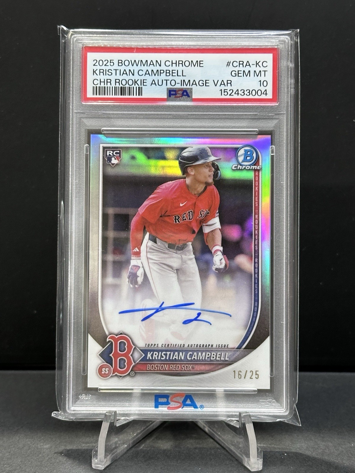 2025 Bowman Chrome Rookie Kristian Campbell Image Variation Auto /25 PSA 10 Gem