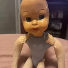 Vintage Cloth Doll Celluloid Face 50’s 16” Inch