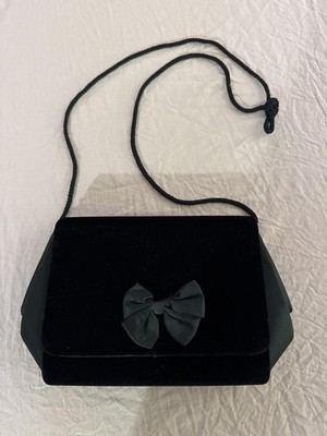 Towanny Shoulder Bag Womens Small Black Velvet Satin Bow Evening Clutch Purse
