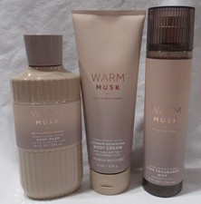 WARM MUSK by Bath  Body Works Wash Cream Fragrance Mist Set Lot of 3