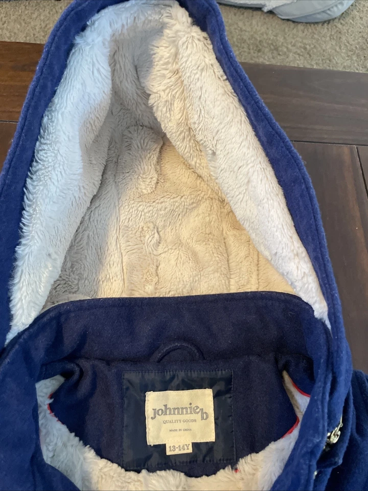 Boden Mini Johnny B Girls Sz 13–14Y Wool Blend Fur Line Full Zip Jacket Pea Coat - Image 2 of 4