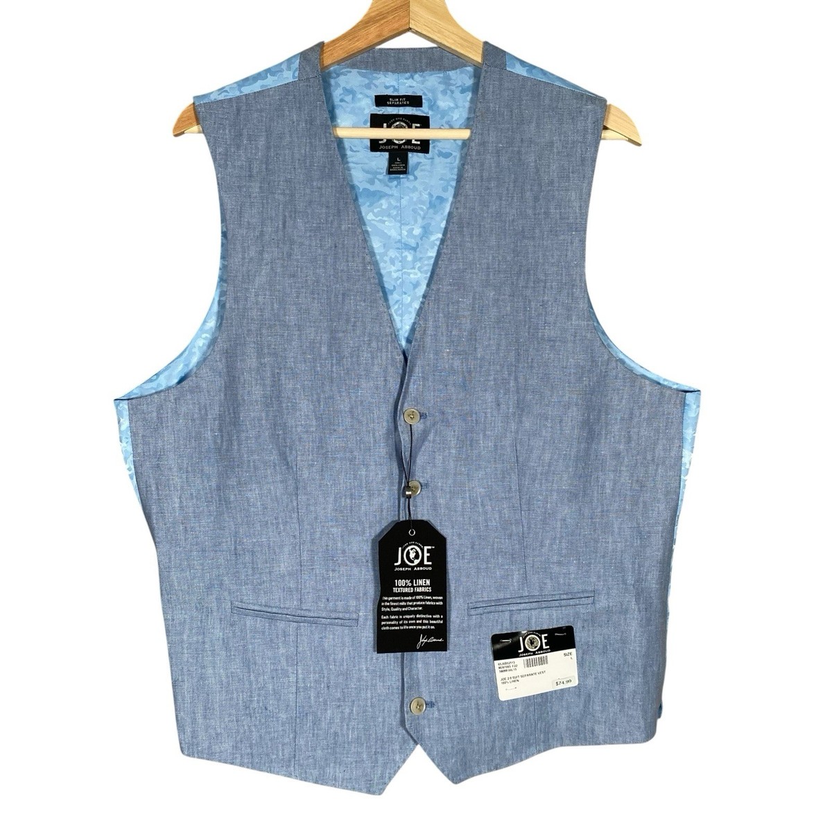 JOE Joseph Abboud 100% Linen Suit Vest Mens L Wedding Formal