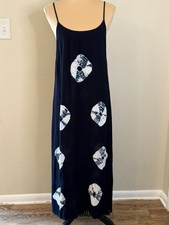 Patrons of Peach boho navy tie dye maxi sundress SZ SM