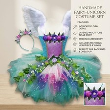 Girls Fairy Tutu Dress with Wings Green Garden Princess Party Costume Outfit