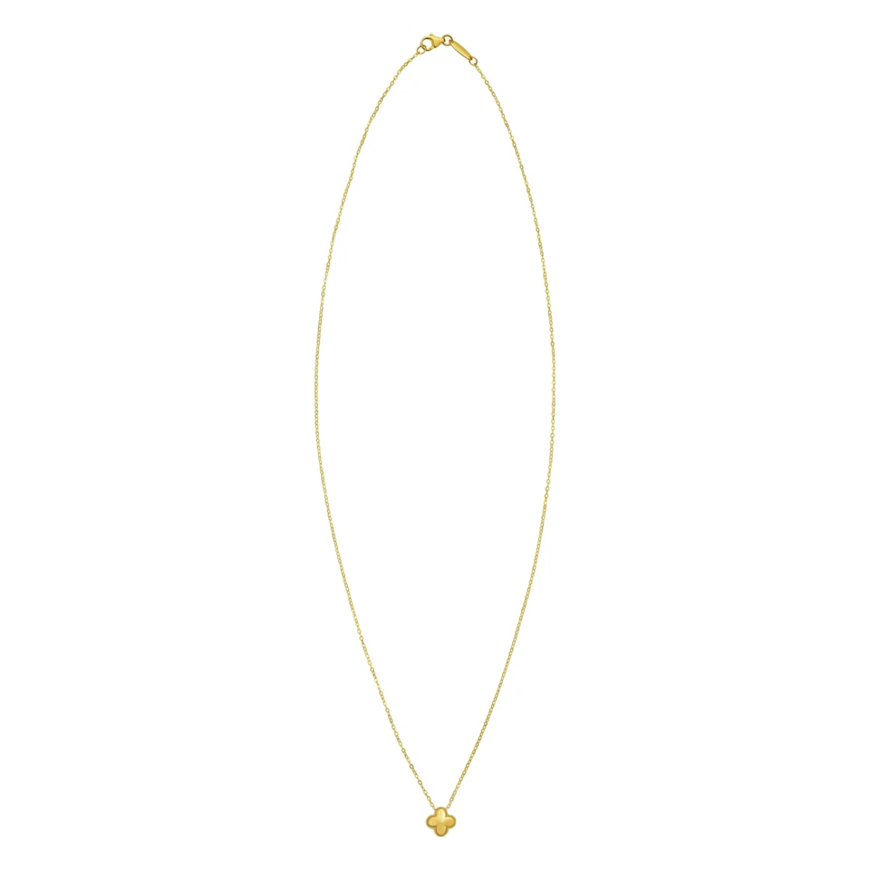 Collar colgante hinchado trébol de la suerte de oro amarillo macizo de 14 quilates cadena cable - regalo Foto 2 de 3