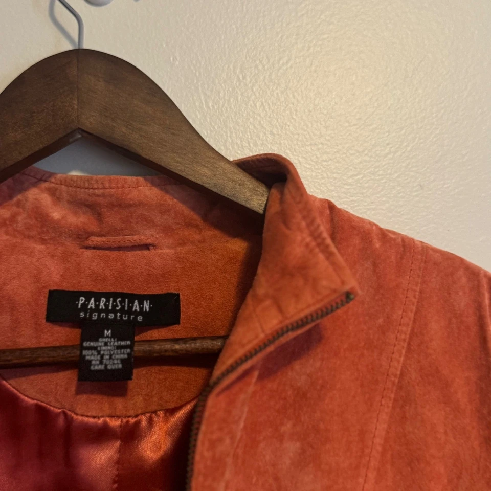 Blazer De Colección FIRMA PARISINA Gamuza Cuero Chaqueta Naranja Quemado Otoño M Para Mujer Foto 2 de 4