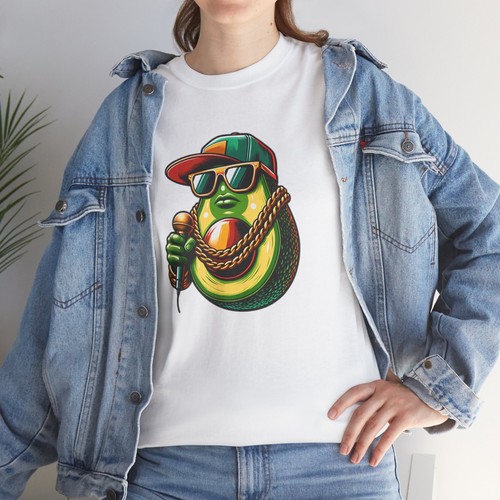 Unisex Adult T Shirt Avocado Rapper Pop Art Hip Hop Funny Food Gift Music Tee - Picture 9 of 25