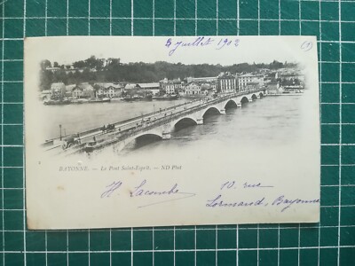 sd073 AK um 1900 - Bayonne - die Brücke Saint Esprit - belebt