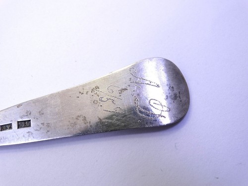"Antike dänische Maschine aus den 1870er Jahren signiert ""M.P." 11L 11 La Digt Lod massiv SILBER LÖFFEL - Bild 8 von 9