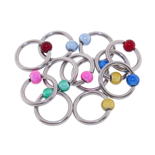 6 Pack Pair of Steel Captives w/Miracle Bead 14 Gauge 3/8" Dia - Picture 6 of 6