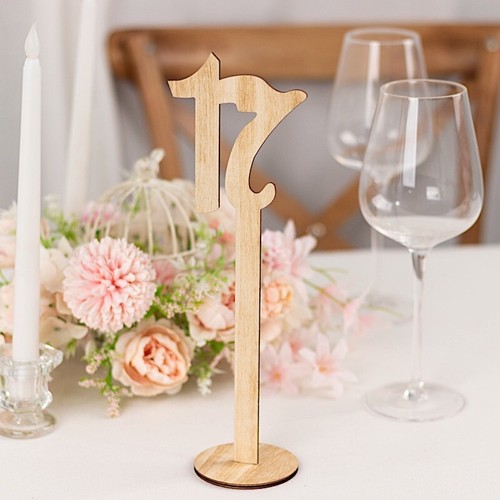 20 Natural 11 in Wood 1-20 TABLE NUMBERS Set on Sticks Round Base Party Events - Picture 5 of 9