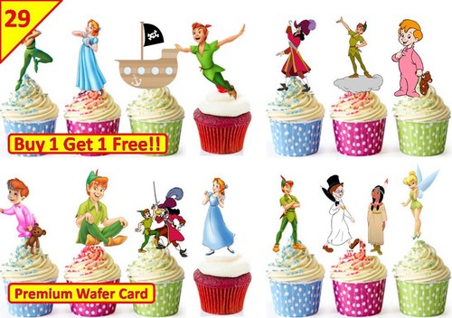 58 Peter Pan Cup Cake Edible Wafer Toppers Birthday Party
