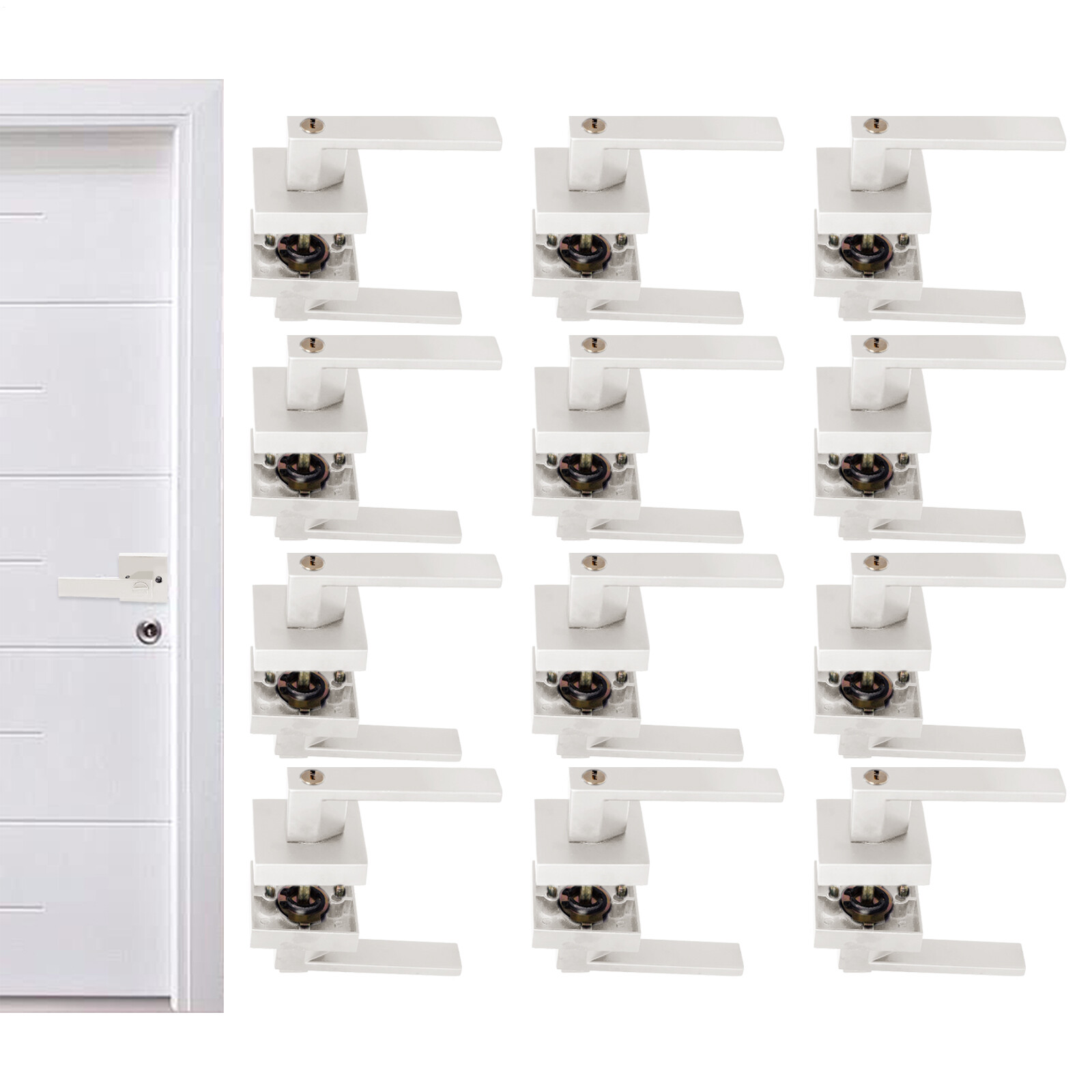 12-Pack Hallway Closet Door Levers with Deadbolt Passage Handles