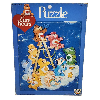 VINTAGE 1983 CRAFT MASTER CARE BEARS ON LADDER IN THE SKY ON CLOUDS PUZZLE