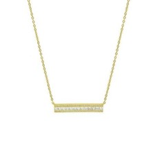 1.20Ct Princess Cut Diamond Square Bar Pendant Necklace 14K Yellow Gold Finish