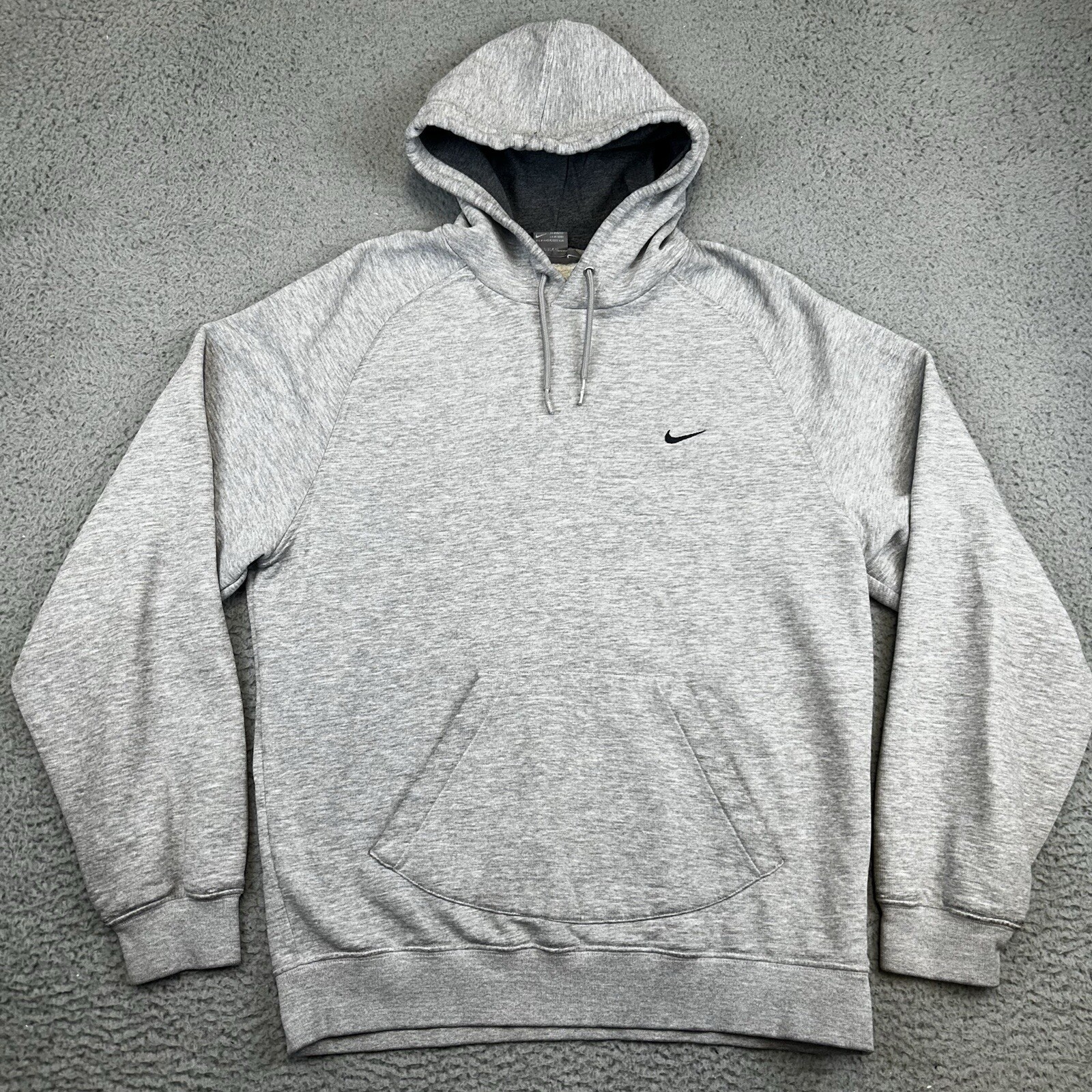 Vintage Y2K Men’s Nike Gray Tag Hoodie Sweatshirt Size Medium Mini Swoosh Gray
