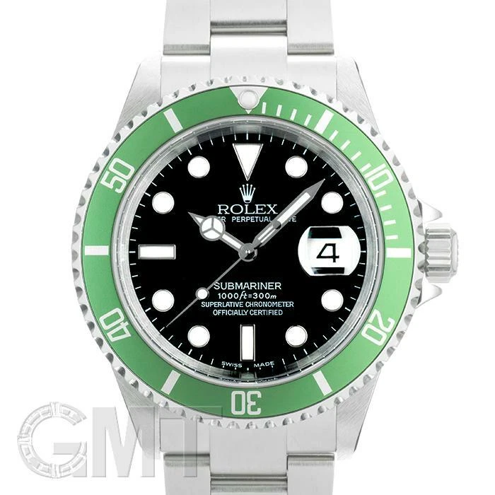 ROLEX Submariner Date 16610LV Lime Green Bezel Flat4 Big-swiss S/N F