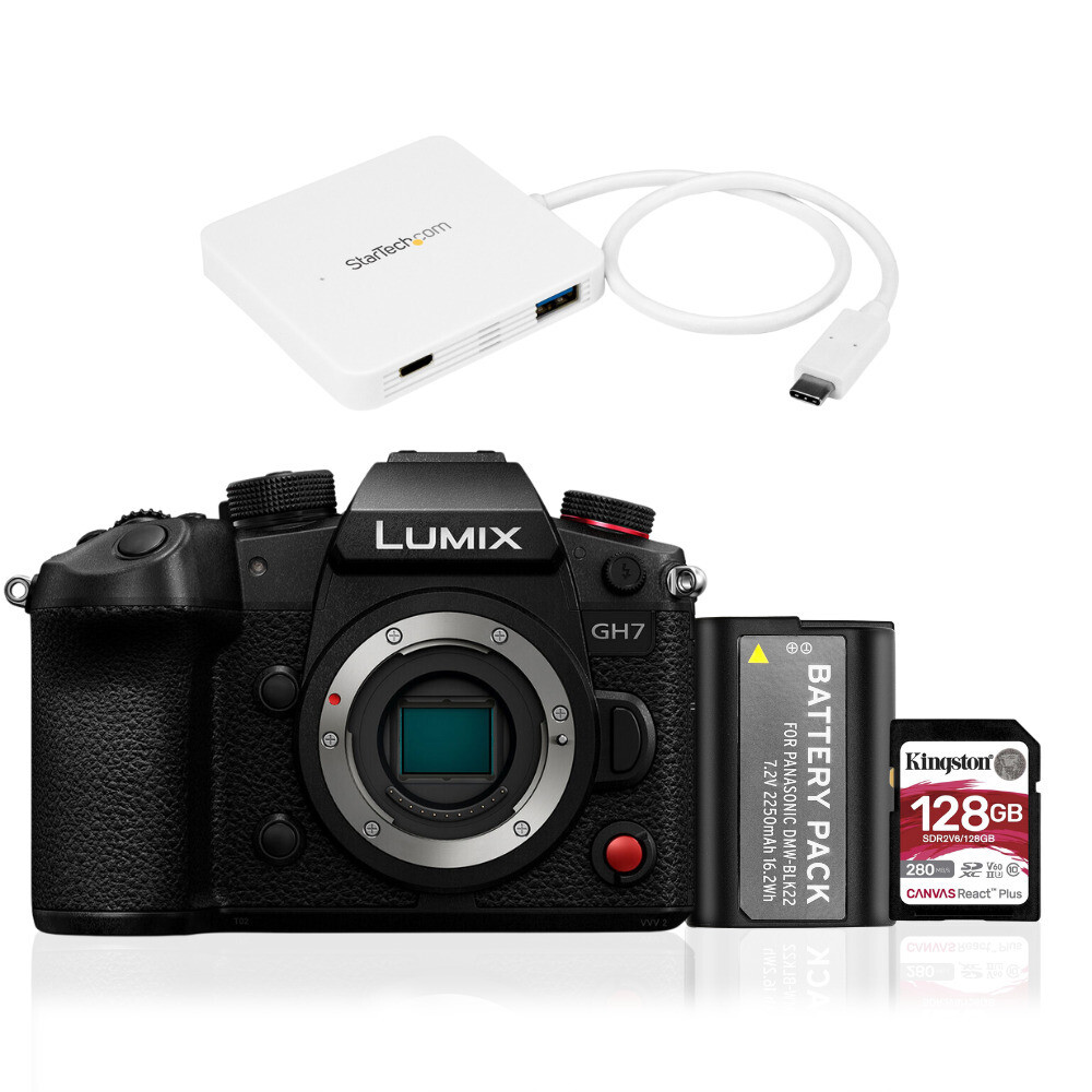 Panasonic LUMIX GH7 Micro Four Thirds Mirrorless Camera Body with SD Card  Bundle