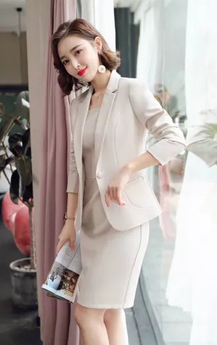 Women Casual Office Wear Suit Business Uniform Blazer Dress Work 2 Piece Sets - Picture 13 of 54