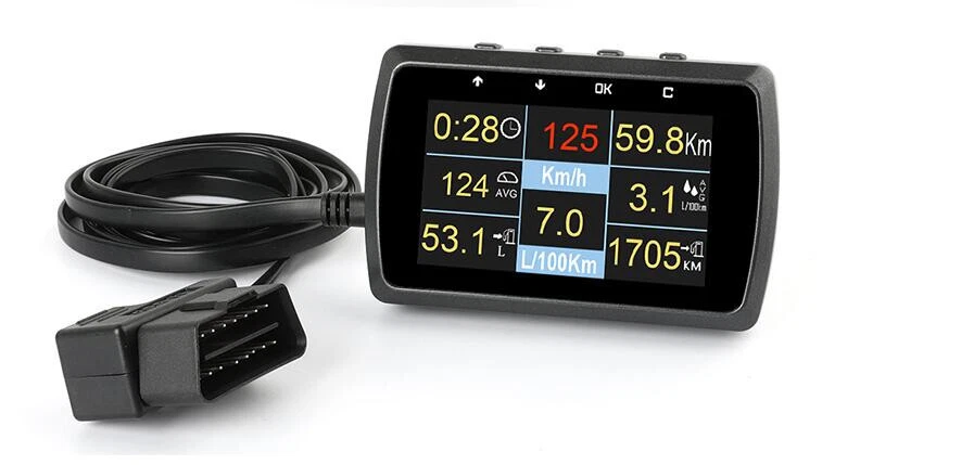 Medidor digital OBD HUD para automóvil código de falla pantalla de alarma de exceso de velocidad con cable principal Foto 4 de 4