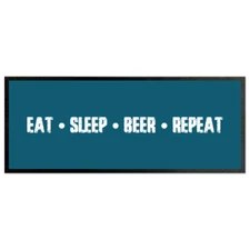 Eat Sleep Beer Repeat Bar Runner Cocktail Party Bar Mat Man Cave Bar Accessory